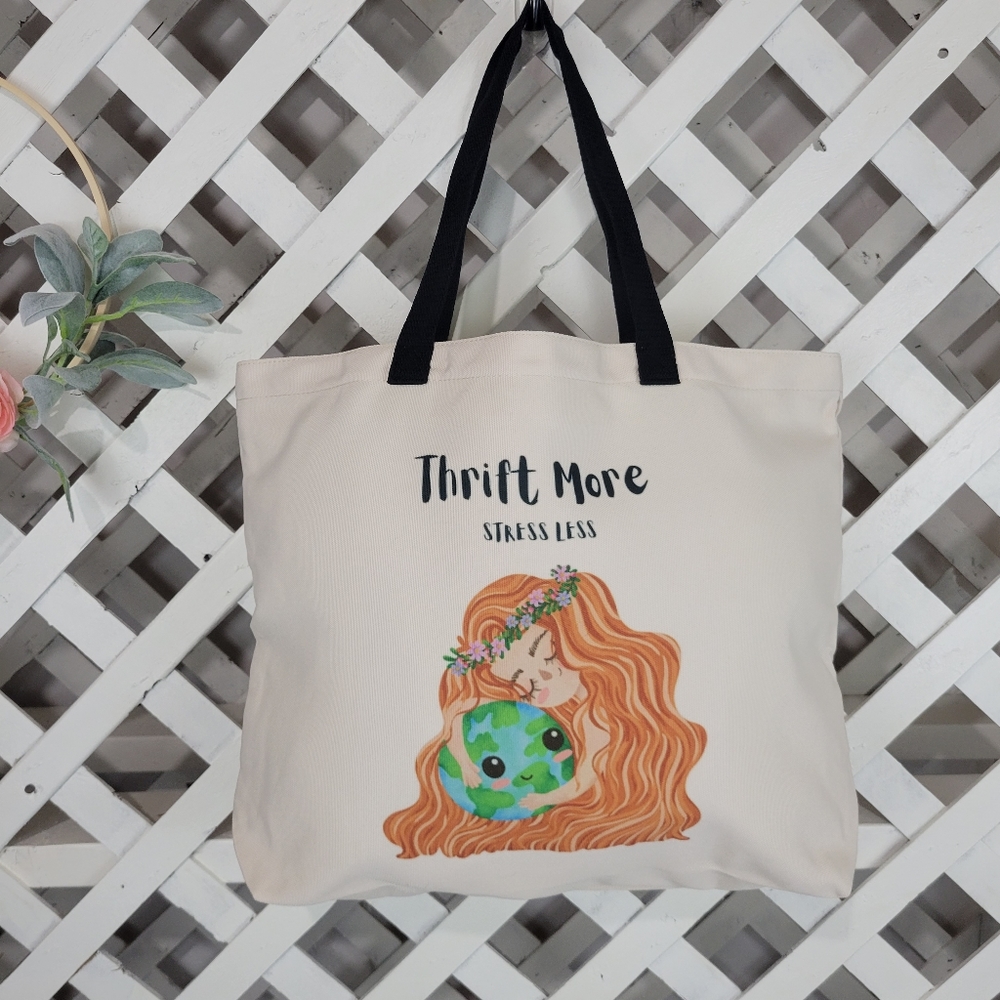 Thrift More, Stress Less Reusable Shopping Tote